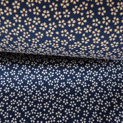 Reversible dark blue sakura japanese cotton fabric