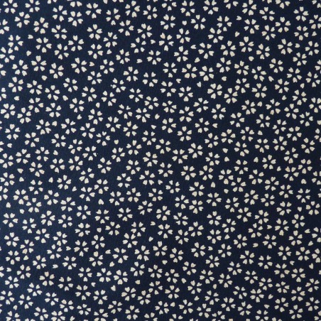 Reversible dark blue sakura japanese cotton fabric