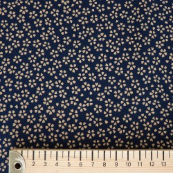 Reversible dark blue sakura japanese cotton fabric