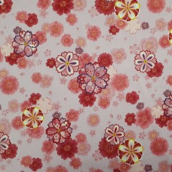 Tissu japonais mauve fleurs de cerisier roses